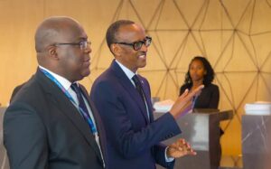 Photo des Présidents Paul Kagame du Rwanda et Felix-Tshisekedi de la RDC au Conseil de défense extraordinaire